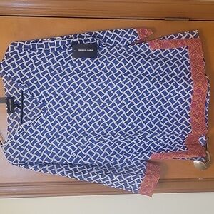 French Curve cotton tunic/ Cover Up size Small. BLUE AND PINK. NWT